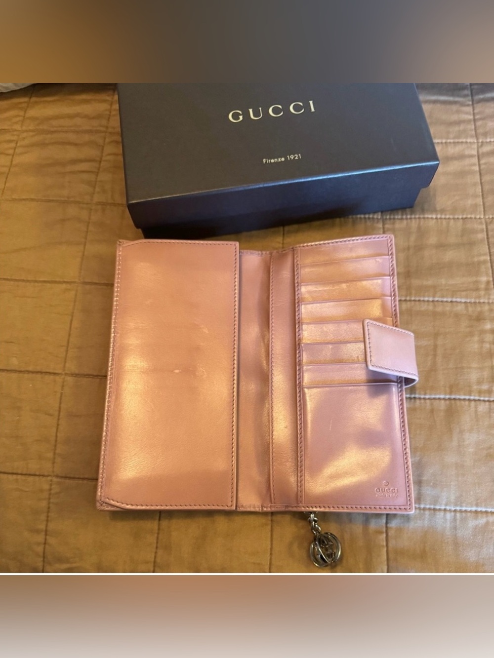 Gucci Beige GG Canvas Wallet with Pink Leather Trim - Picture 7 of 7